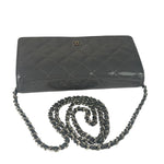 Chanel Grey Quilted Patent Leather Wallet-On-Chain 2012