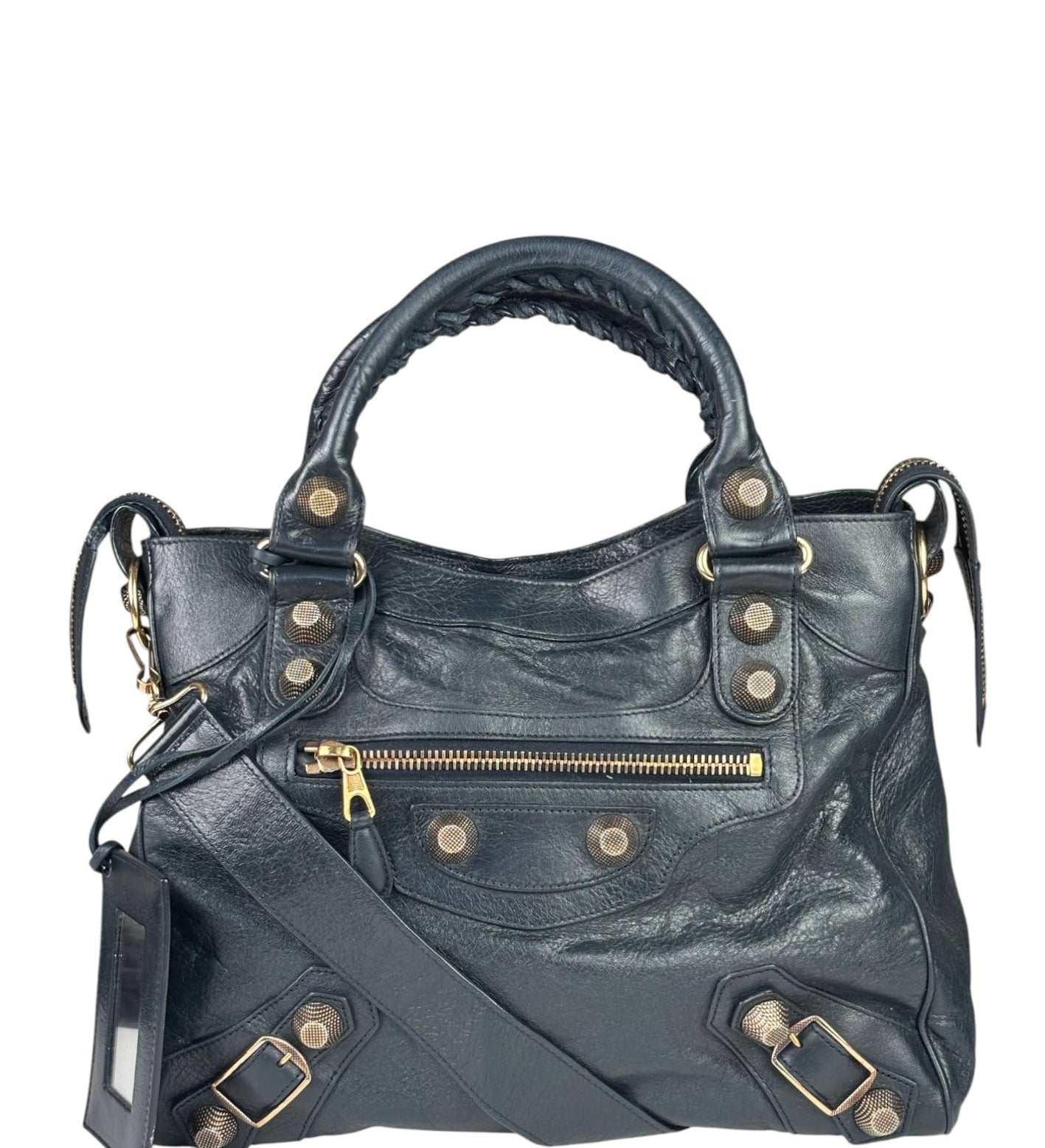 Balenciaga Vintage Navy Leather City Two-Way Bag