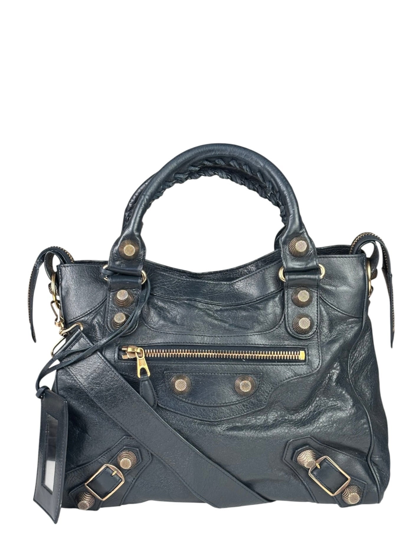 Balenciaga Vintage Navy Leather City Two-Way Bag