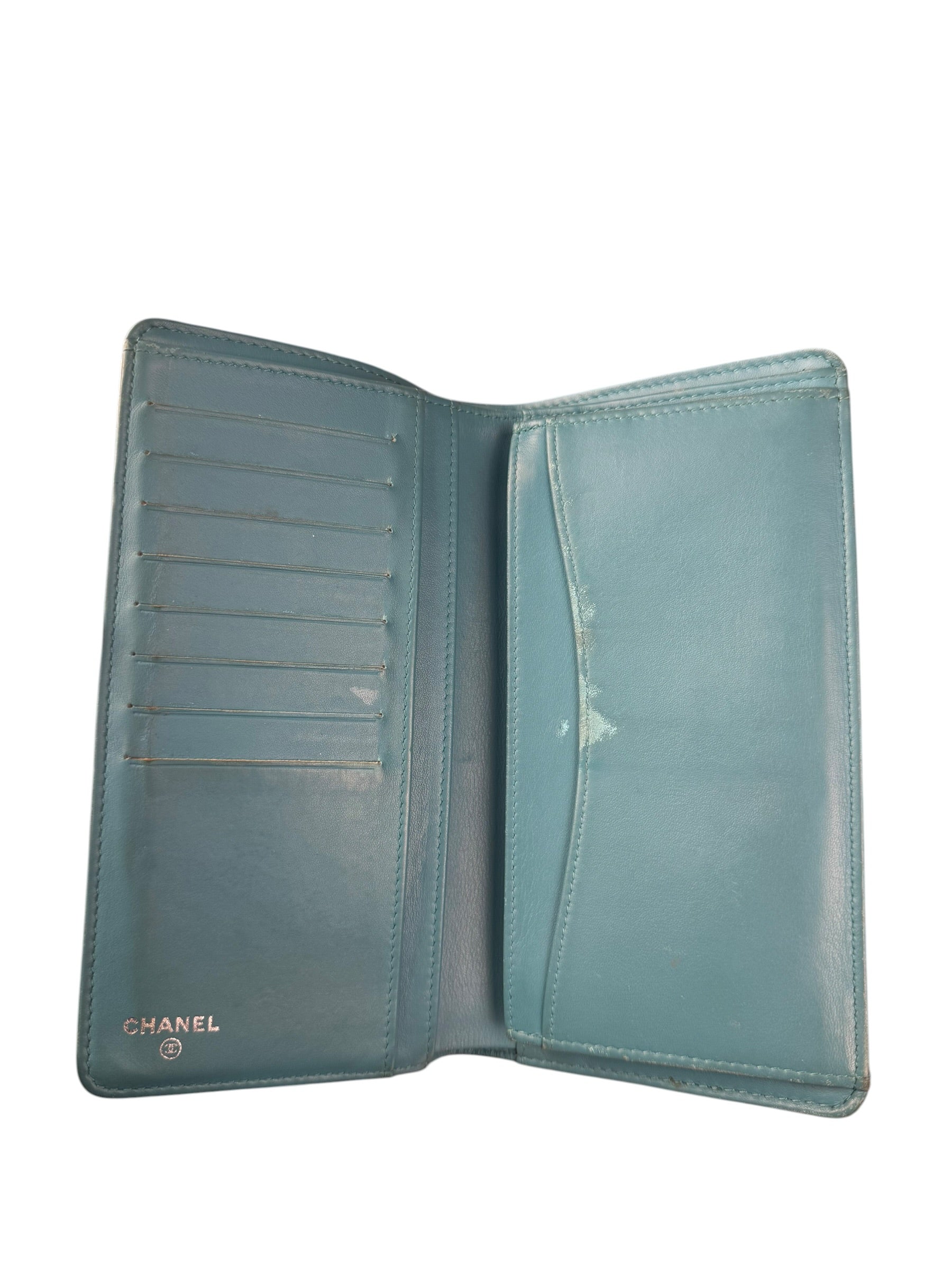 Chanel Turquoise Blue Python Long Wallet 2014