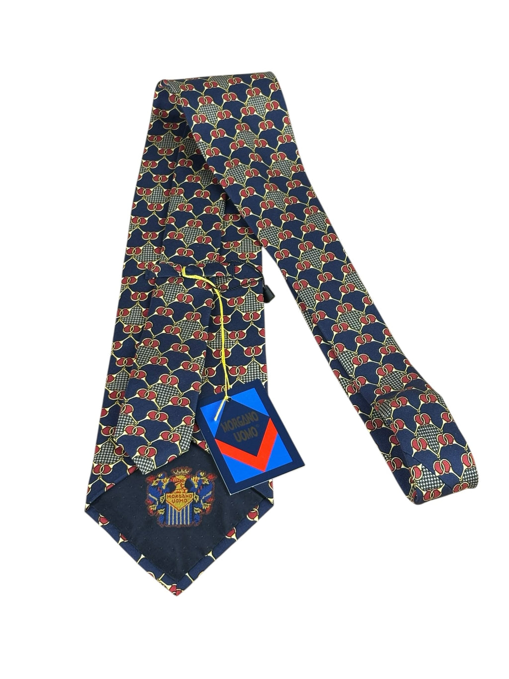 Morgano Uomo Navy Gold Link Print Tie