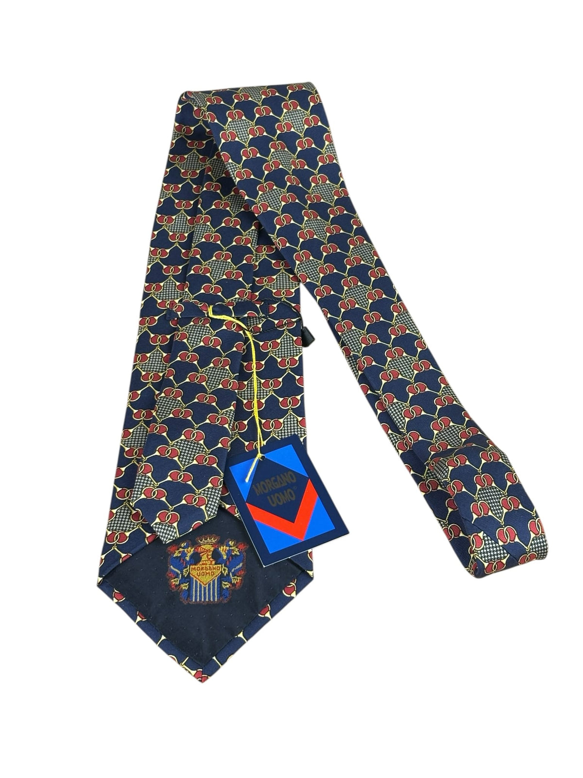 Morgano Uomo Navy Gold Link Print Tie