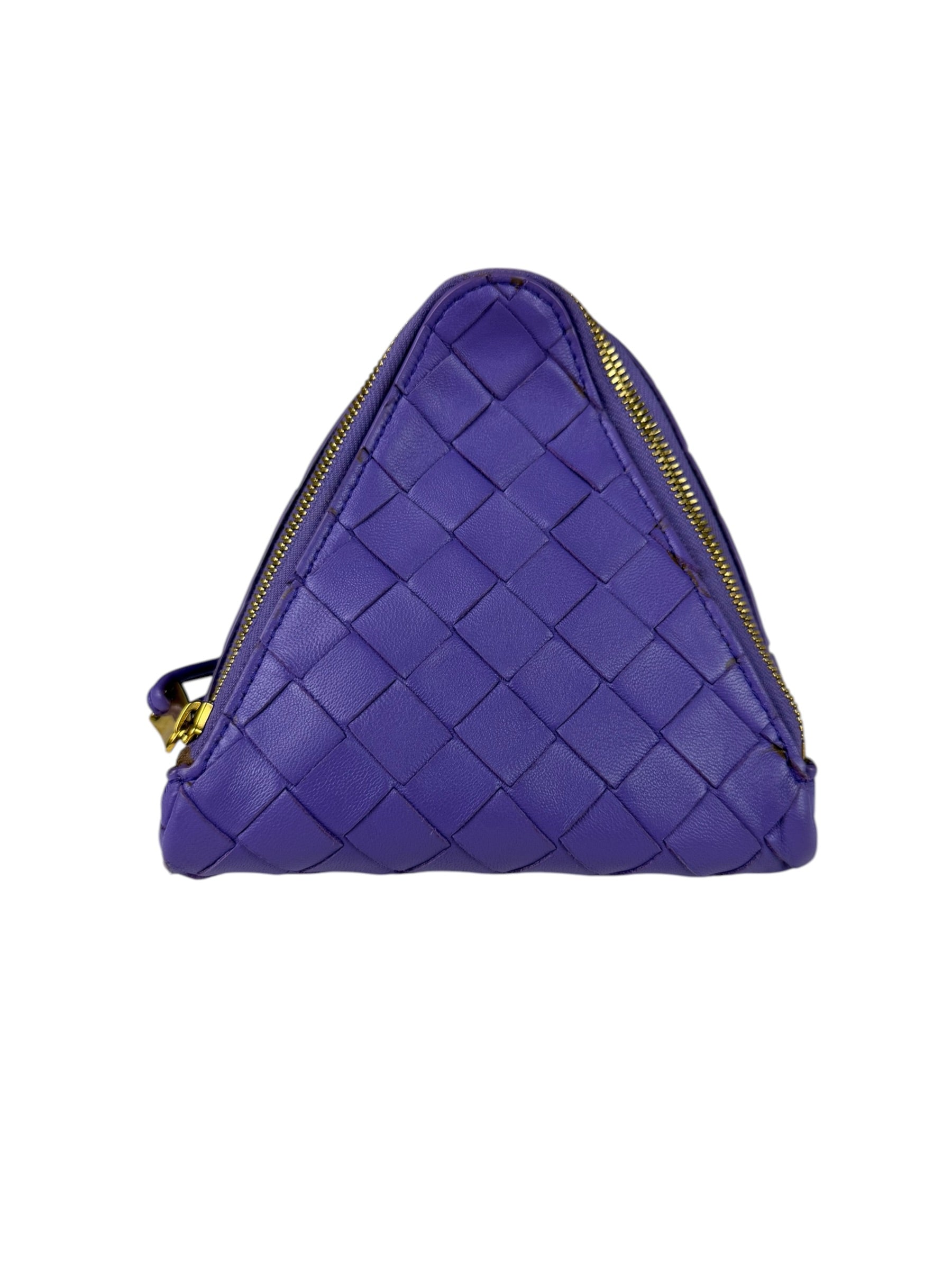 Bottega Veneta Purple Leather Nano Pyramid Pouch