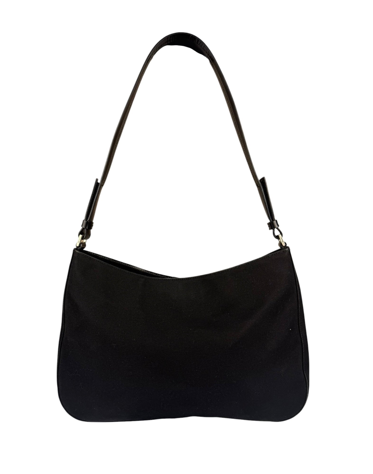 Prada Vintage Black Canvas Shoulder Bag