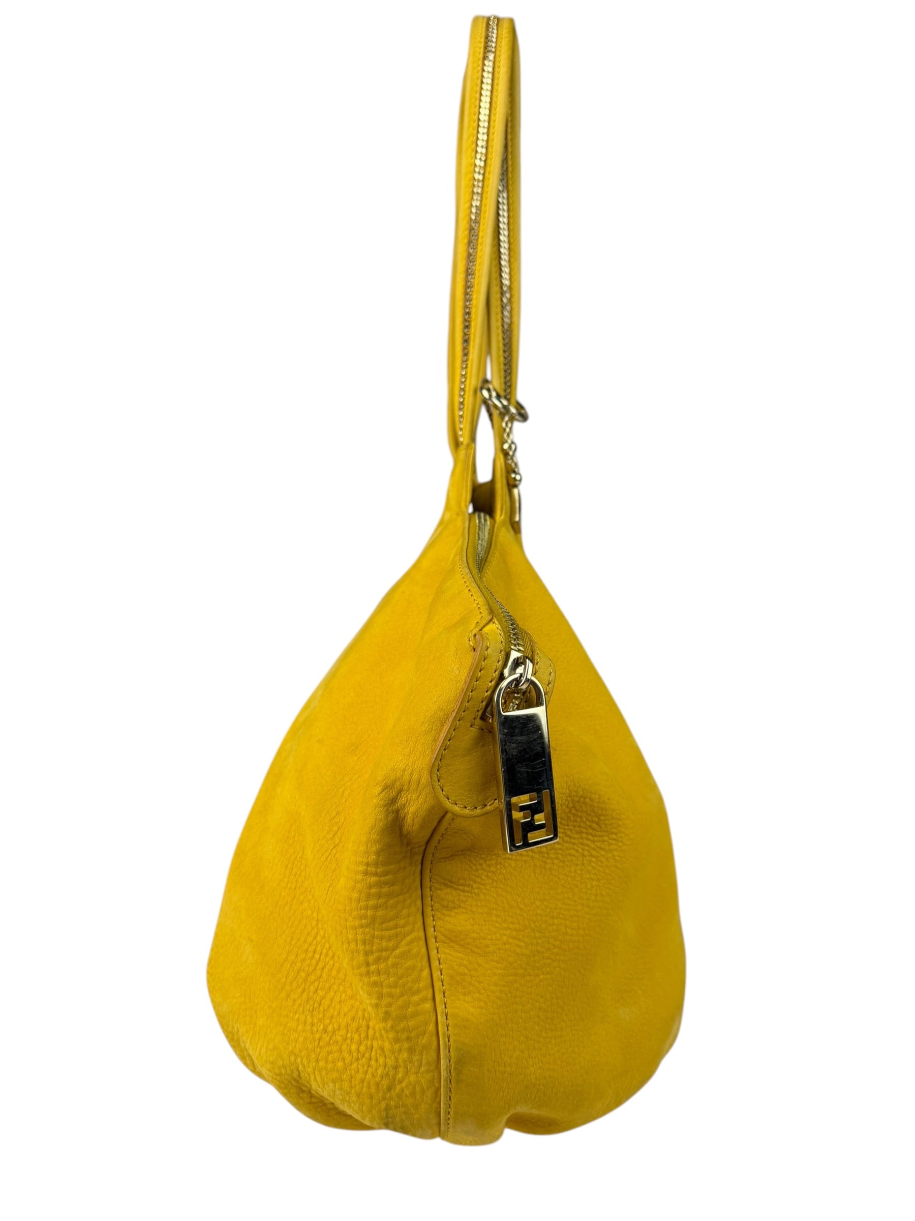 Fendi Yellow Leather Shoulder Bag