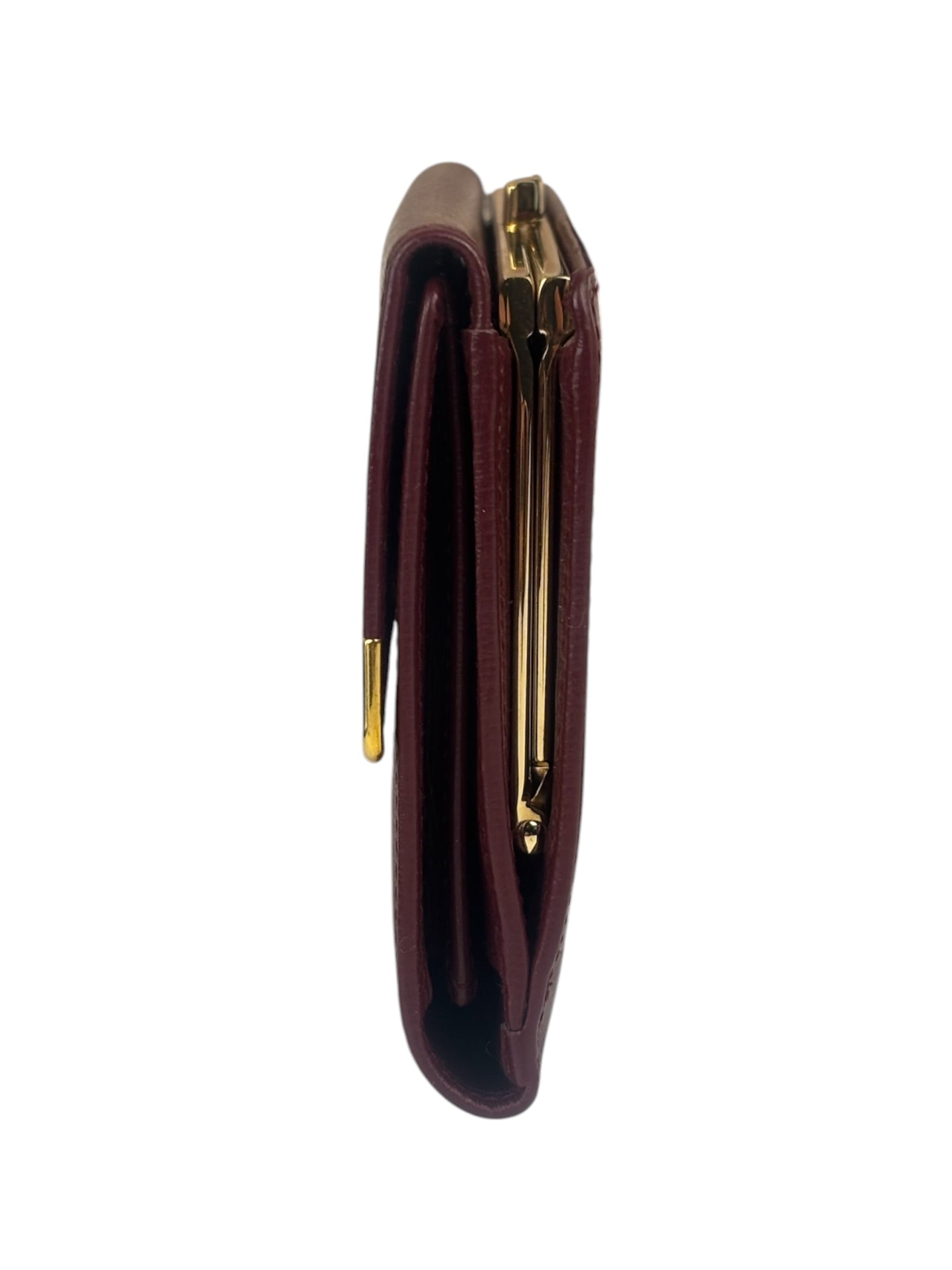 Cartier Burgundy Leather Trifold Long Wallet