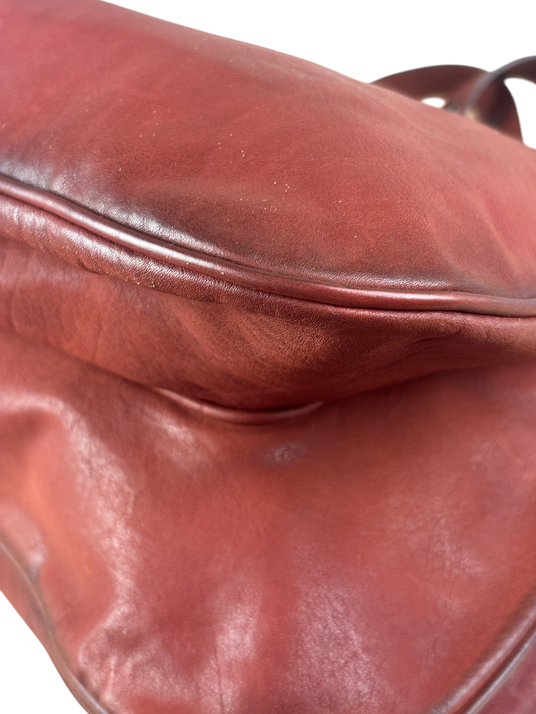 Christian Dior Burgundy Leather Gaucho Saddle Large Shoulder Bag