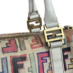 Fendi Beige Leather Multicolor Zucca Forever Boston Bag