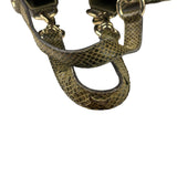 Gucci Brown Snakeskin Trim Large Raffia Positano Tote