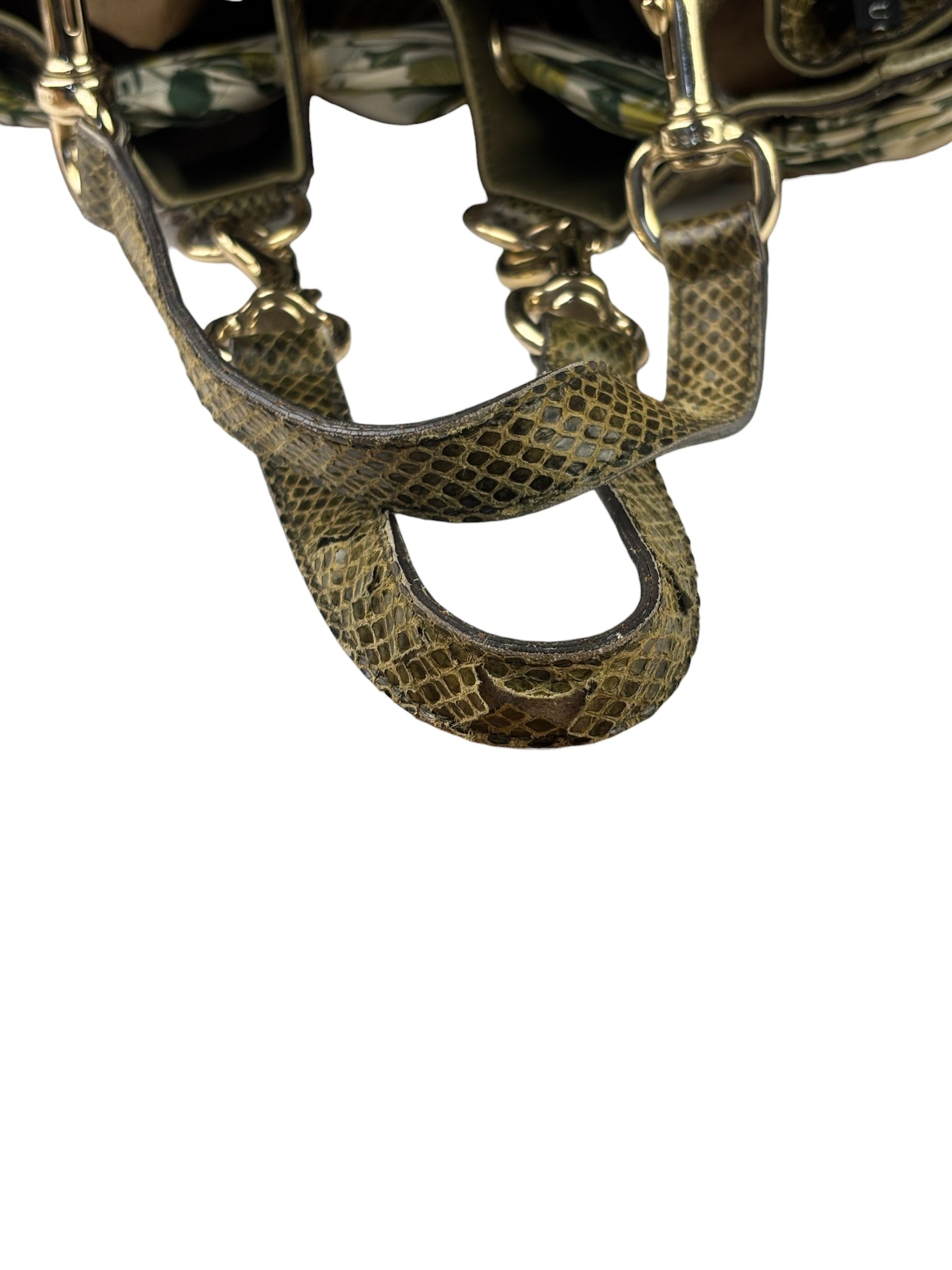 Gucci Brown Snakeskin Trim Large Raffia Positano Tote