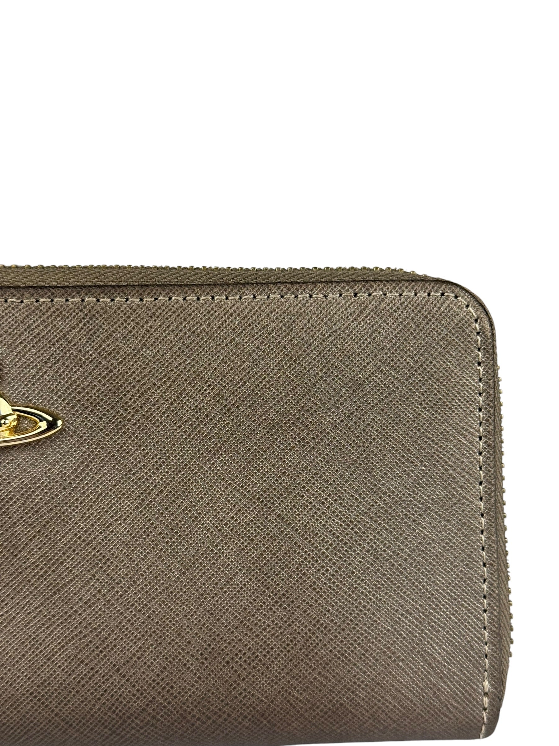 Vivienne Westwood Brown Leather Orb Zip Long Wallet