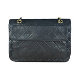 Chanel Black Quilted Leather Full Flap Chain Bag 1986