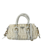 Prada Y2K Ivory Gaufre Nylon Woven Leather 2Way Mini Handbag