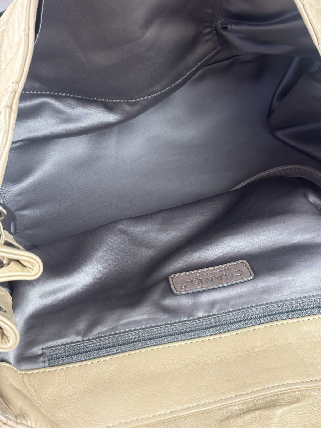 Chanel Beige Quilted Leather East West Accordion Flap Bag 2008