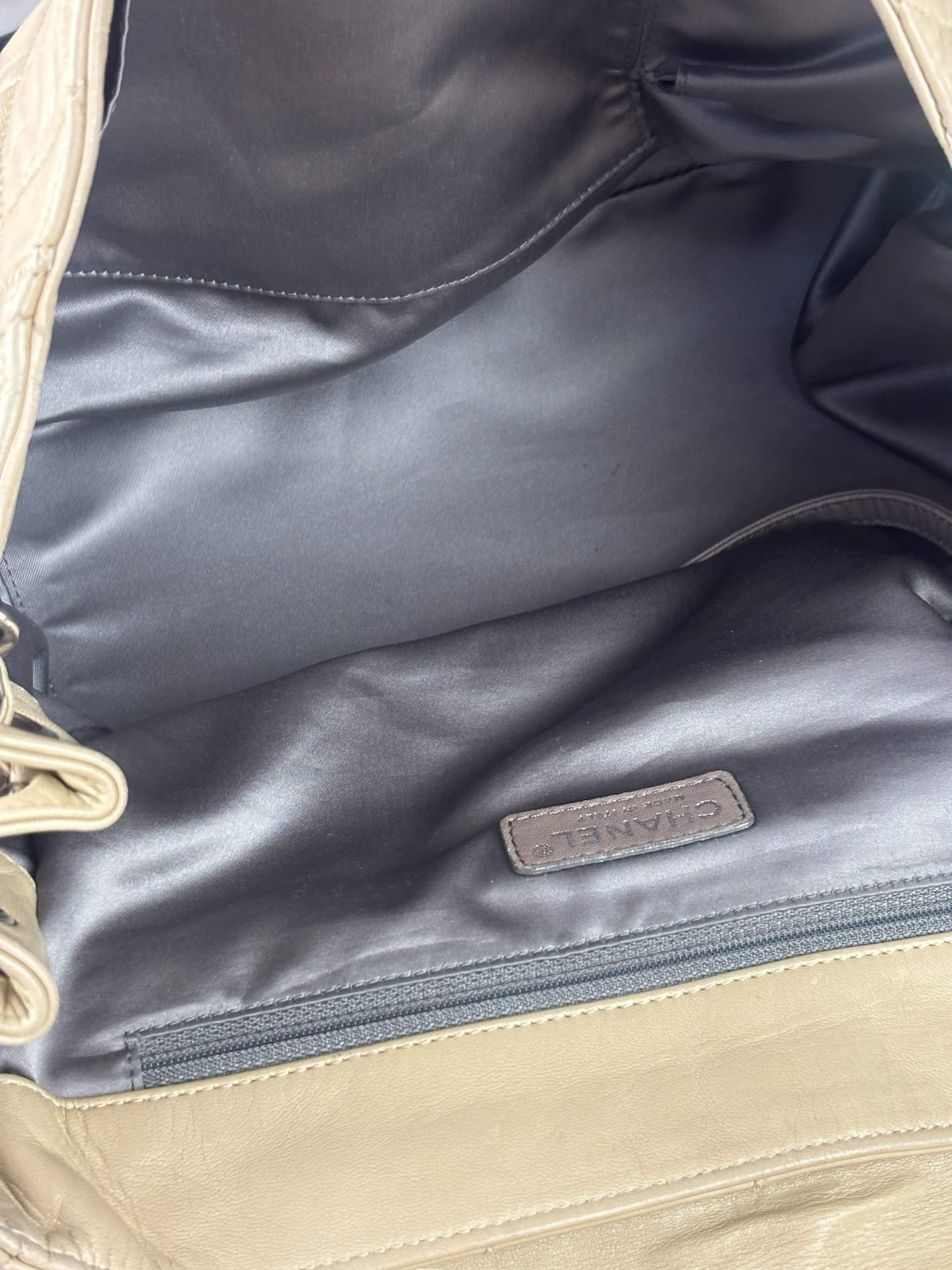 Chanel Beige Quilted Leather East West Accordion Flap Bag 2008