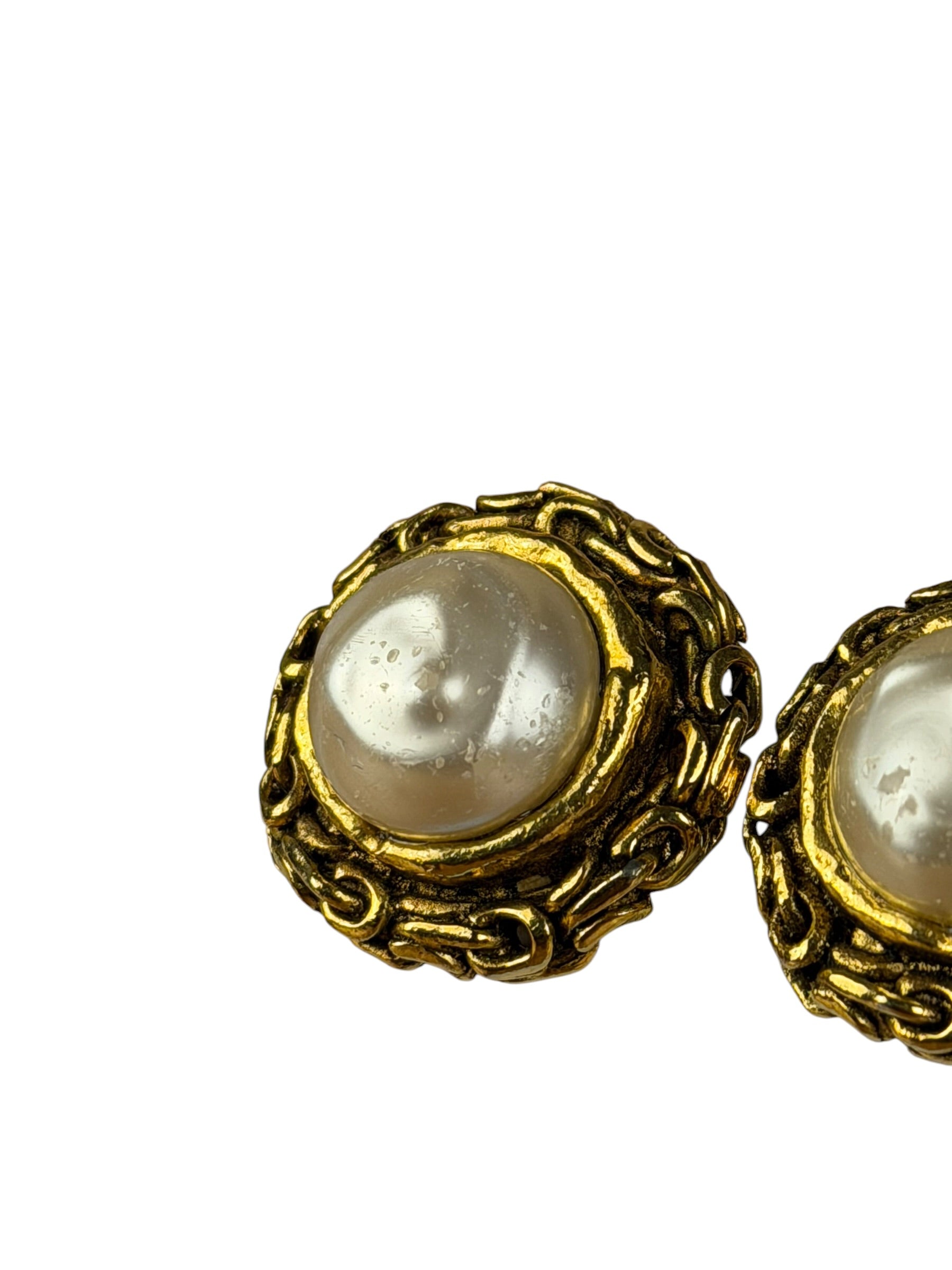 Chanel Vintage Faux Pearl Clip-On Earrings