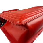 Chanel Red Leather Reverso Boy Flap Bag