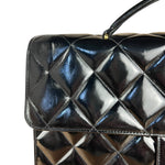 Chanel CC Black Patent Quilted Flap Briefcase Handbag '95