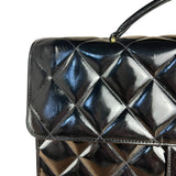 Chanel CC Black Patent Quilted Flap Briefcase Handbag '95