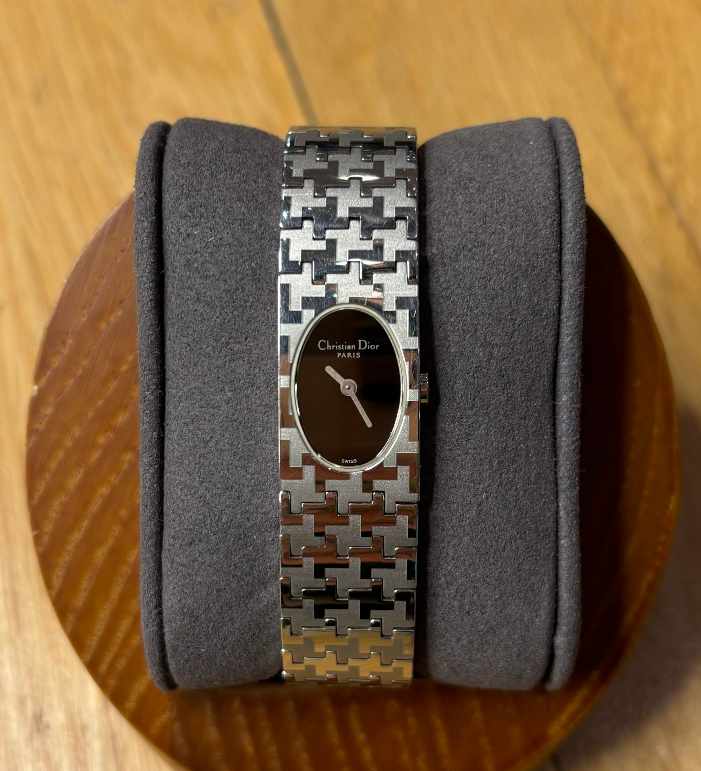 Christian Dior Black Oval Dial Steel Band