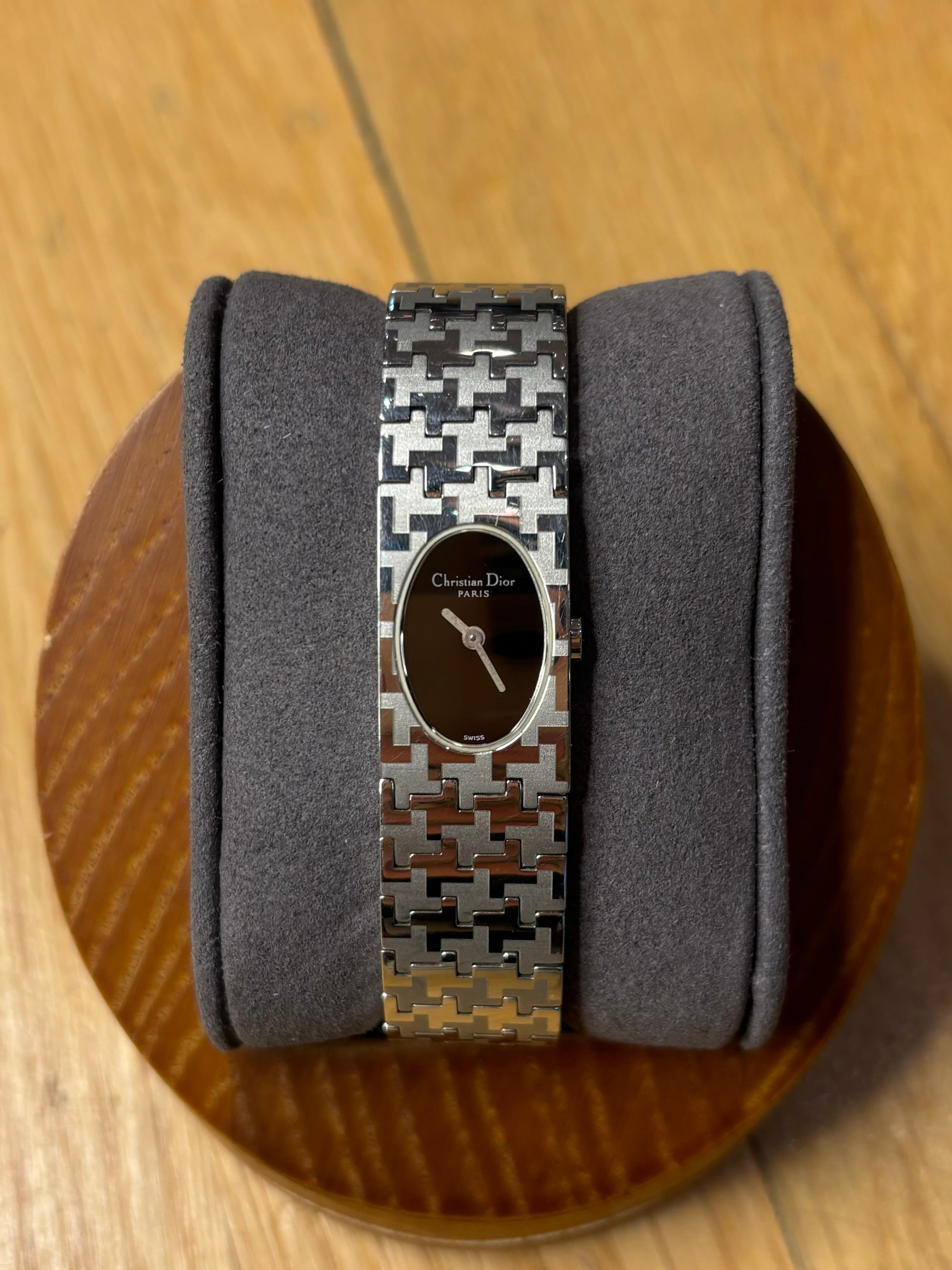 Christian Dior Black Oval Dial Steel Band