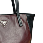 Prada Black/Burgundy Leather Shoulder Tote