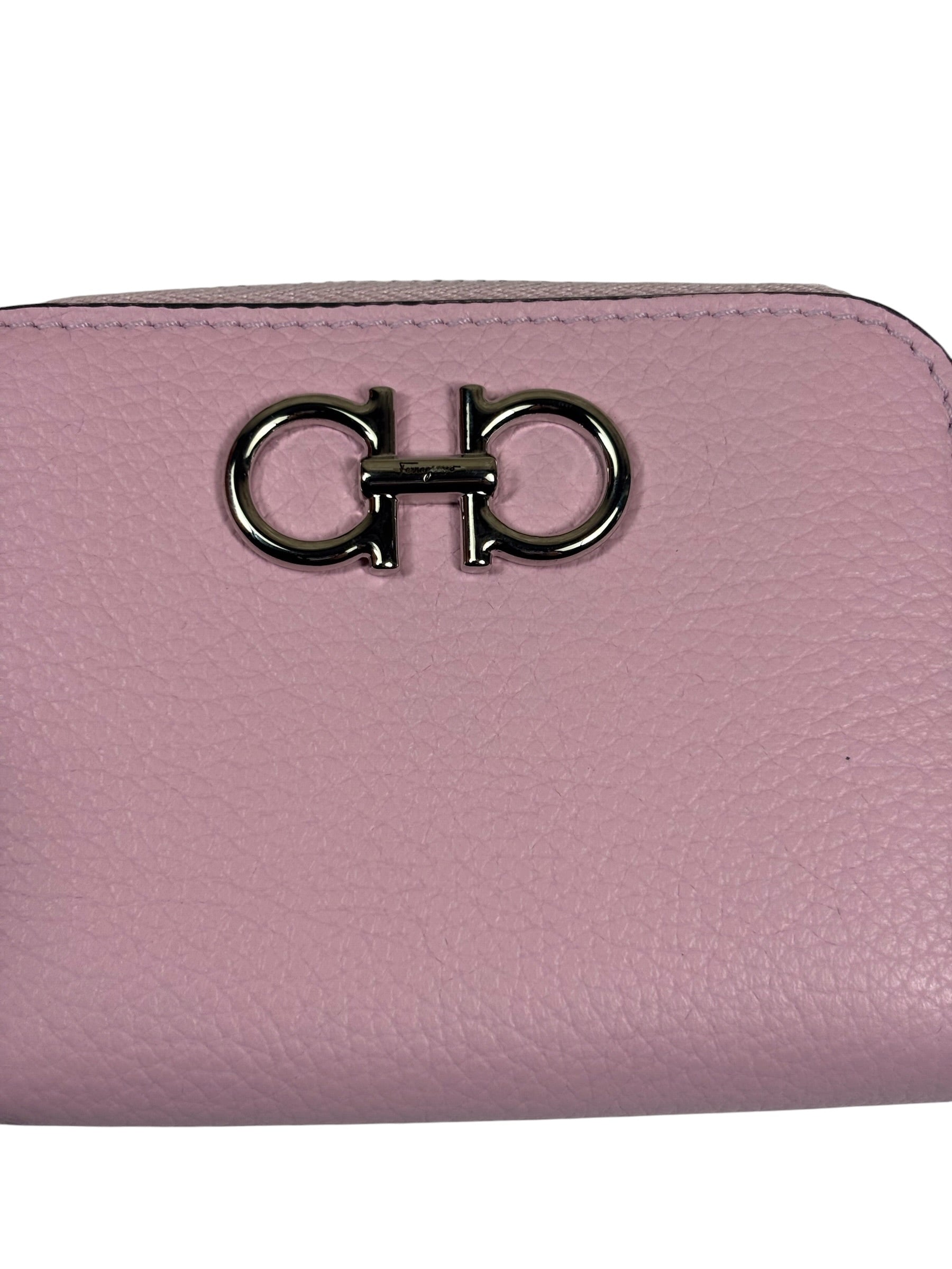 Salvatore Ferragamo Bubble Gum Calfskin Compact Zip-Around Wallet