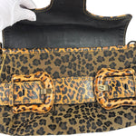 Fendi Brown Leather Trim Leopard Print Buckle Bag