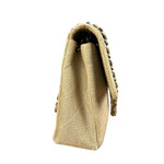 Chanel Vintage Beige Jersey Quilted Classic Flap Bag