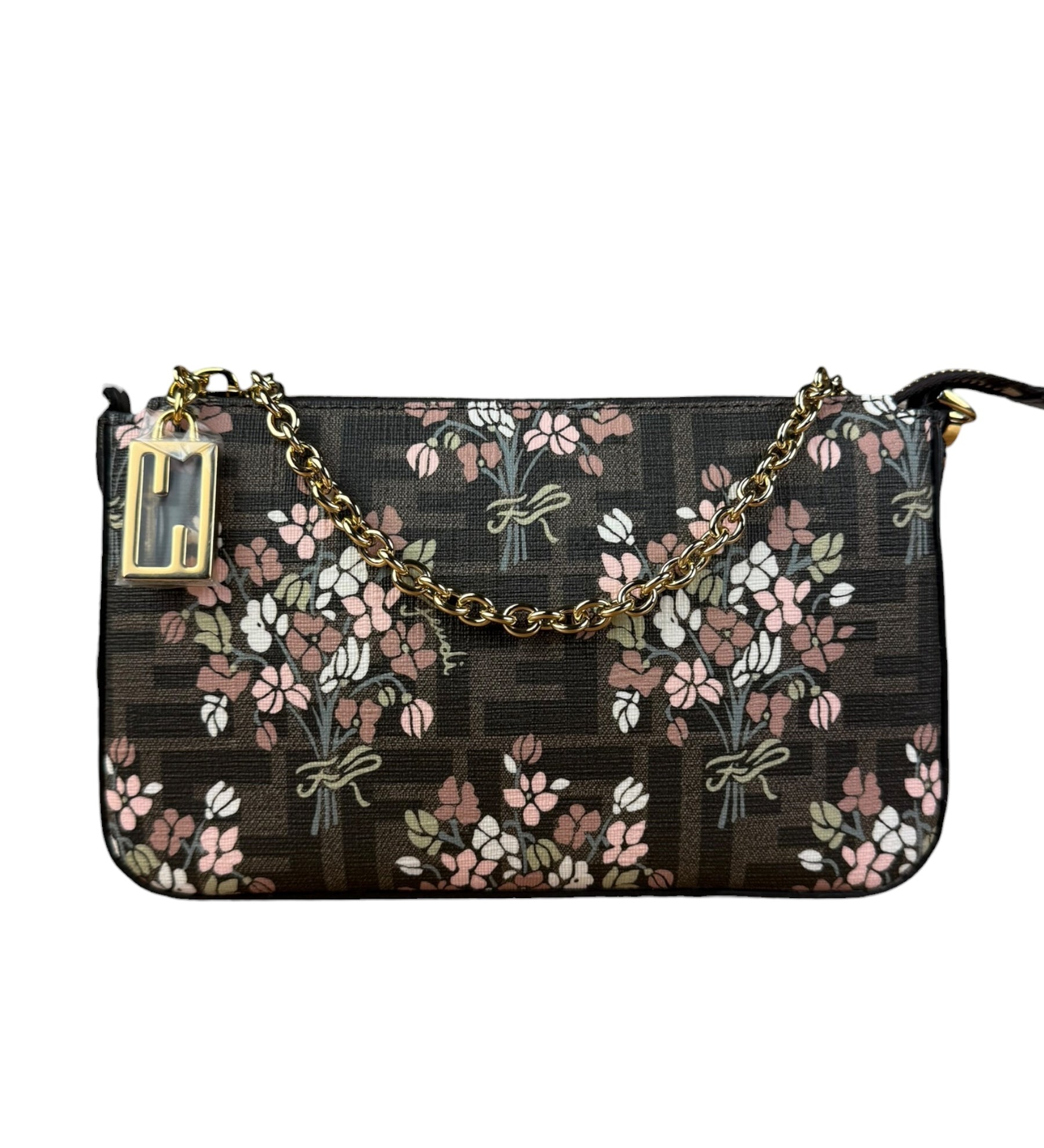 Fendi FF Floral Coated Canvas Chain Pochette