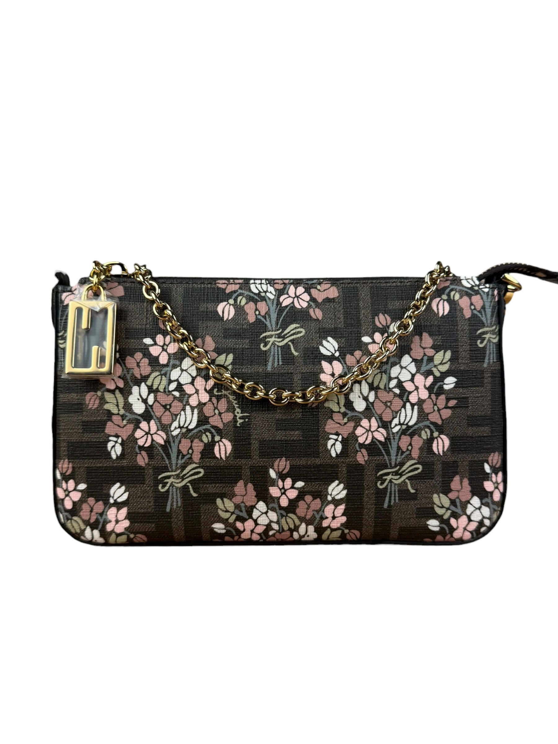 Fendi FF Floral Coated Canvas Chain Pochette