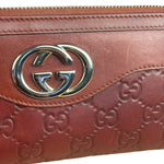 Gucci Burgundy Marmont Leather Guccissima Zip Long Wallet
