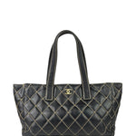 Chanel Black Leather Wild Stitch Surpique Tote 2005
