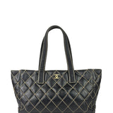 Chanel Black Leather Wild Stitch Surpique Tote 2005