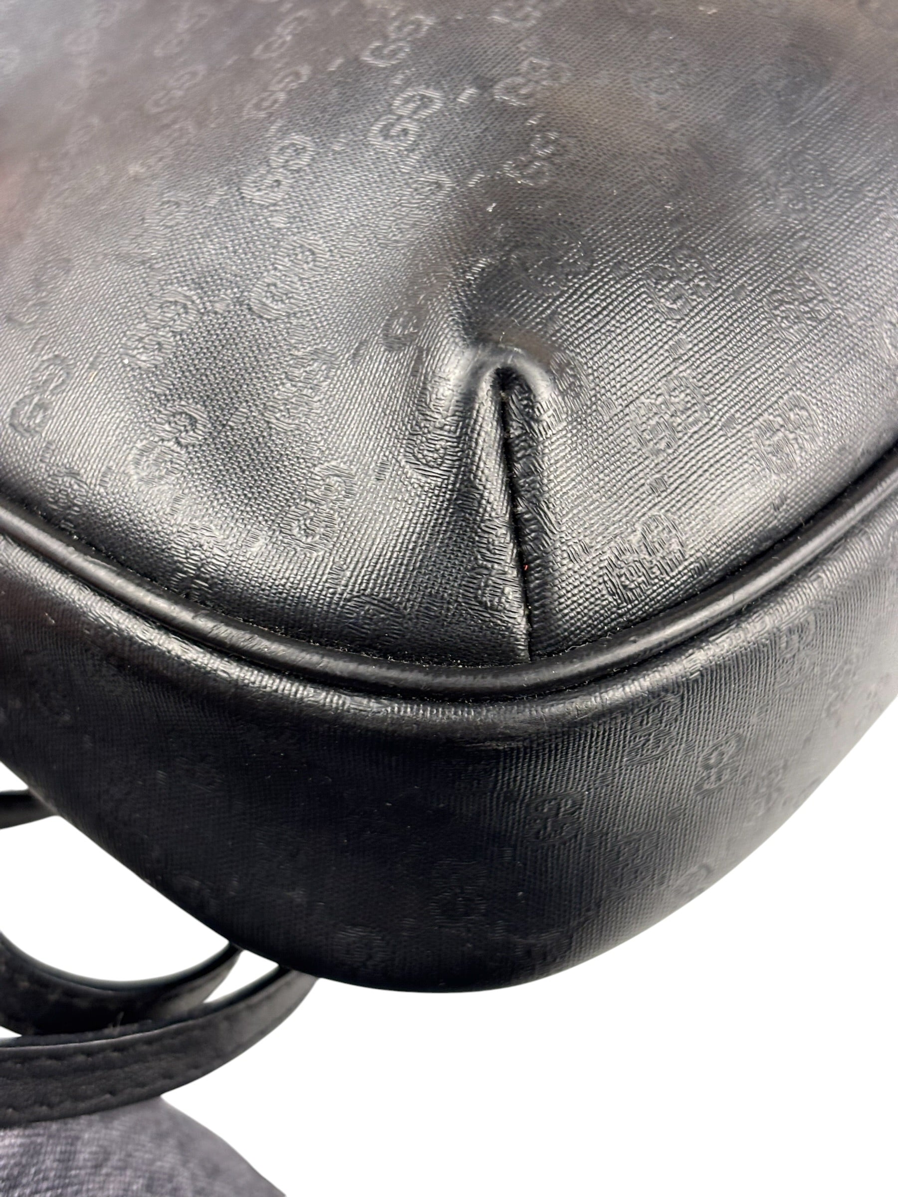 Gucci Vintage Micro GG Black Leather Shoulder Bag