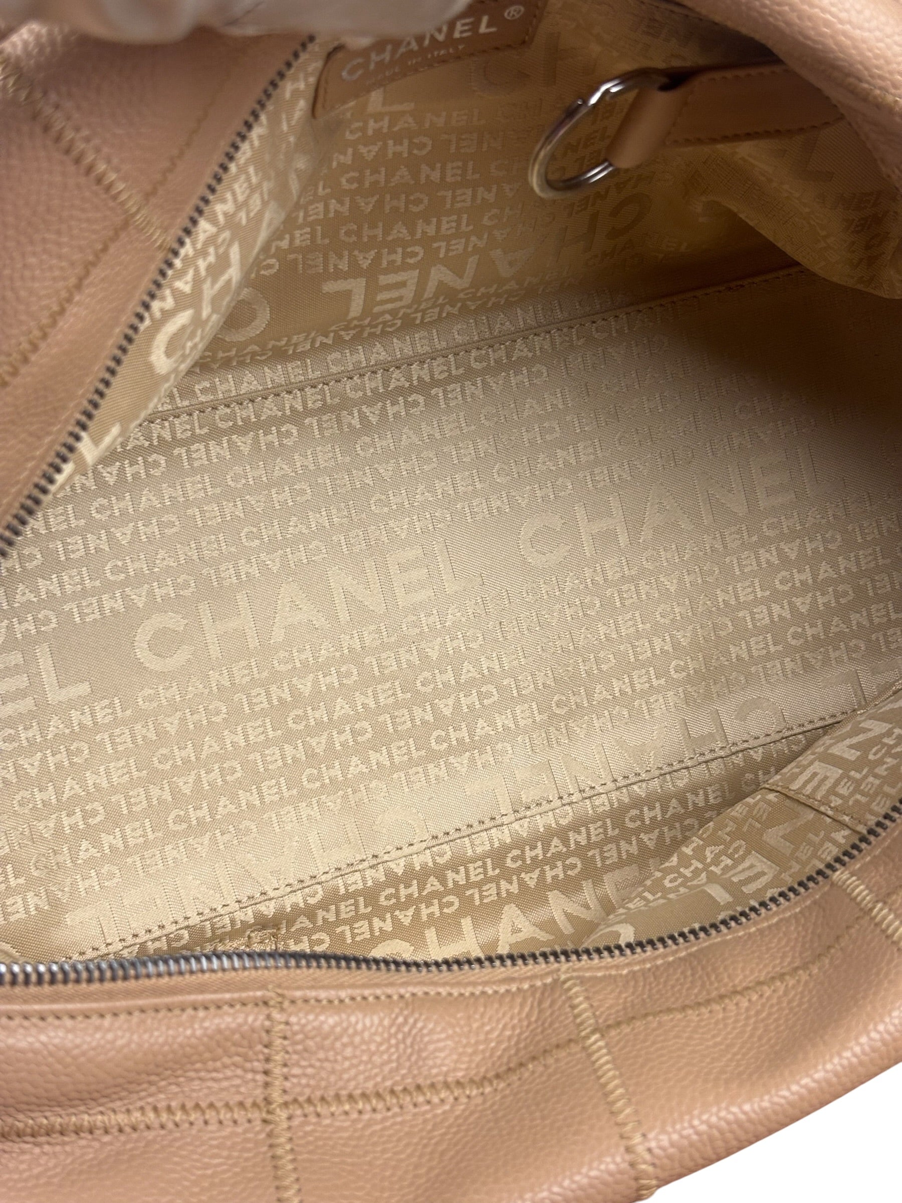 Chanel Beige Caviar Chocolate Bar Boston Bag