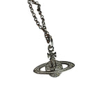 Vivienne Westwood Silver Oblique Orb Mini Bas Relief Pendant Necklace