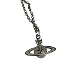 Vivienne Westwood Silver Oblique Orb Mini Bas Relief Pendant Necklace