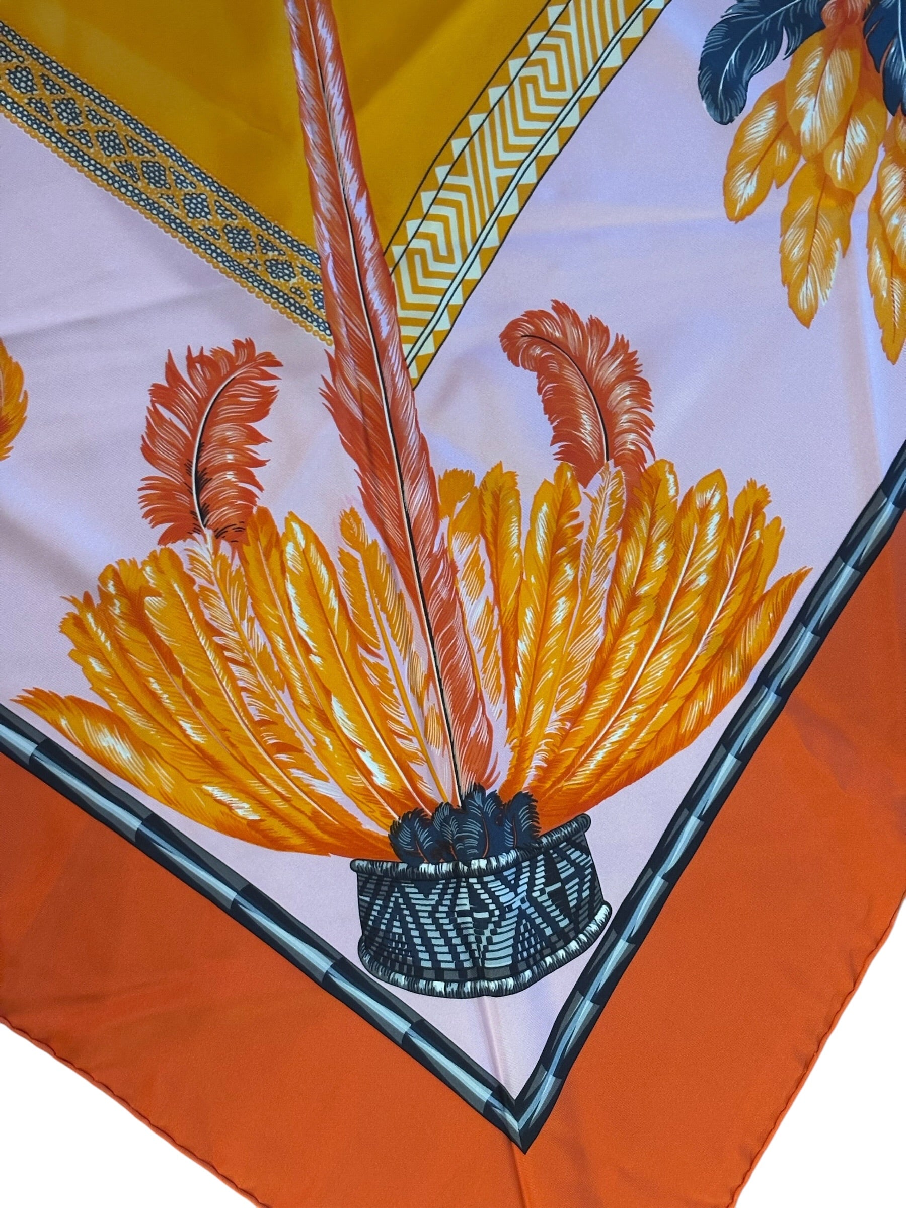 Hermes Points Twill Orange Brazil Scarf