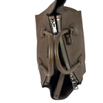 Prada Neutral Taupe Glace Calf Twin Pocket Two-Way Tote