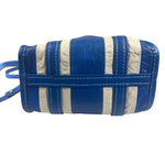 Balenciaga White/Blue Bazar Stripe Two-Way Tote Bag