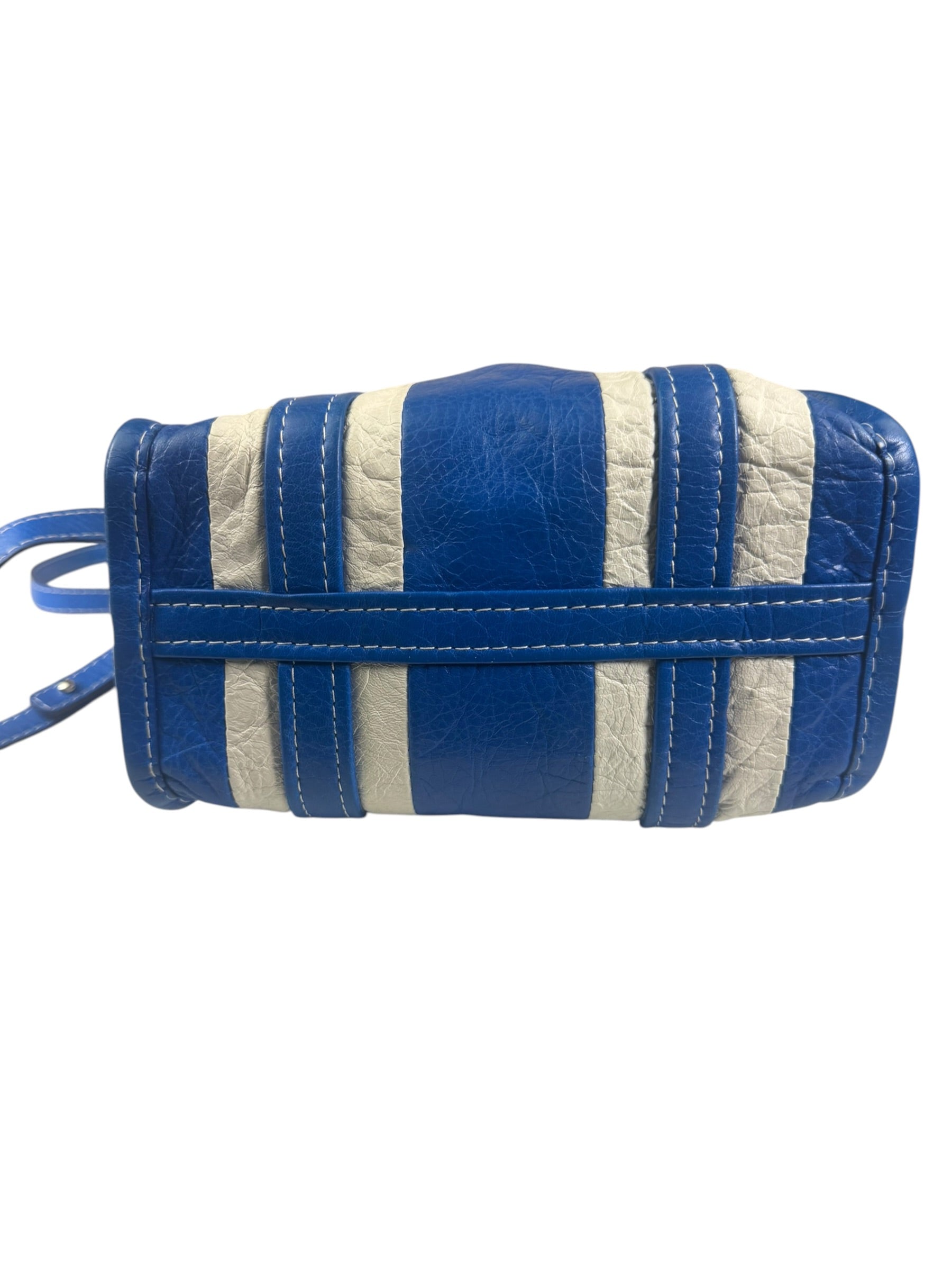 Balenciaga White/Blue Bazar Stripe Two-Way Tote Bag