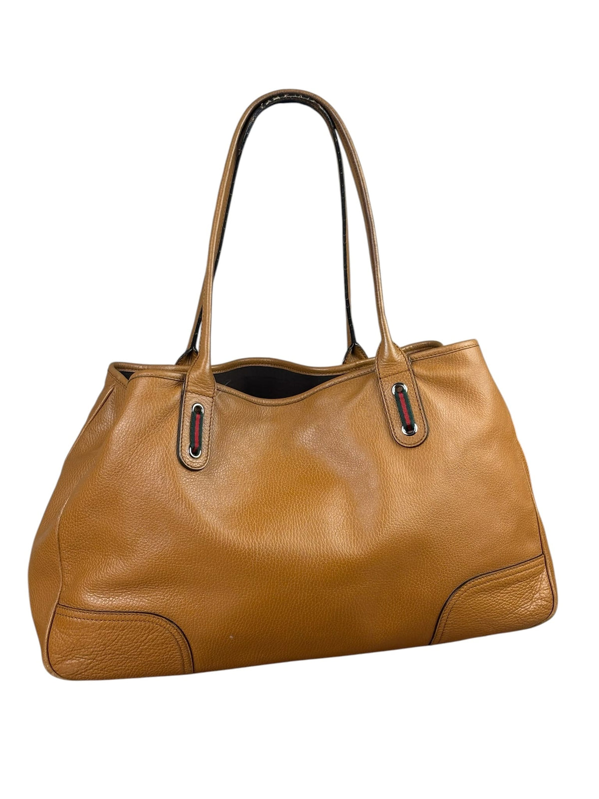 Gucci Brown Leather Sherry Line  Large Tote Bag