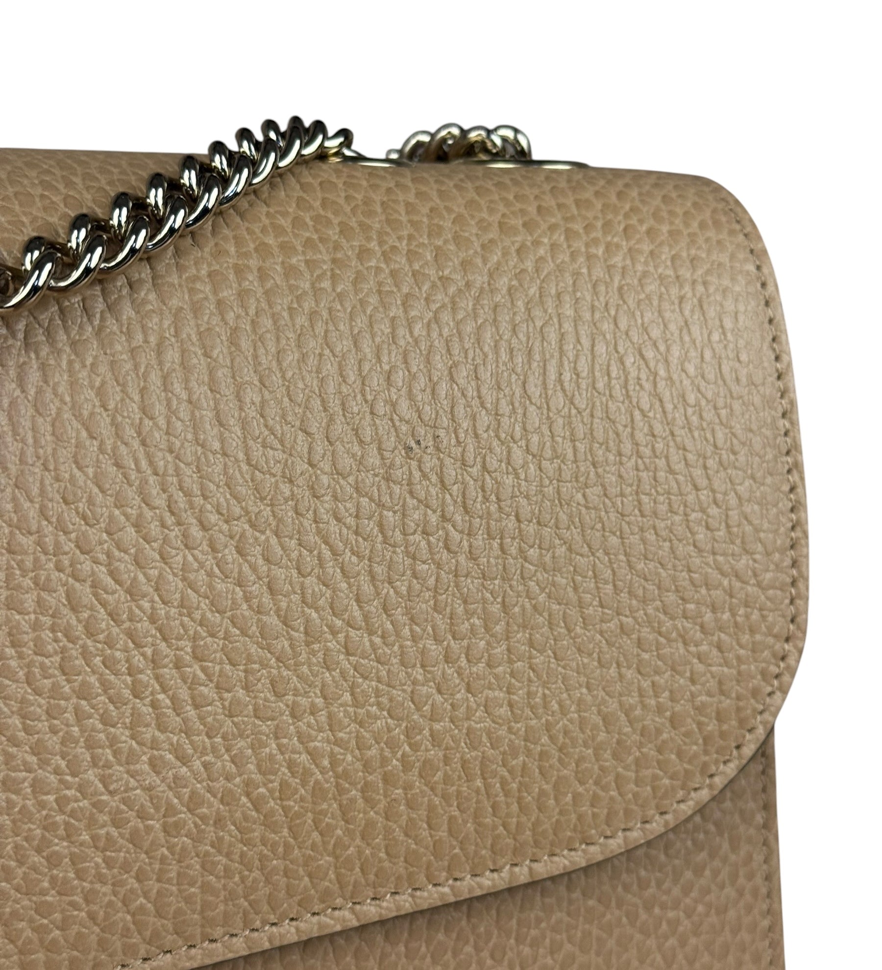 Gucci Beige Leather Medium GG Dollar Chain Shoulder Bag
