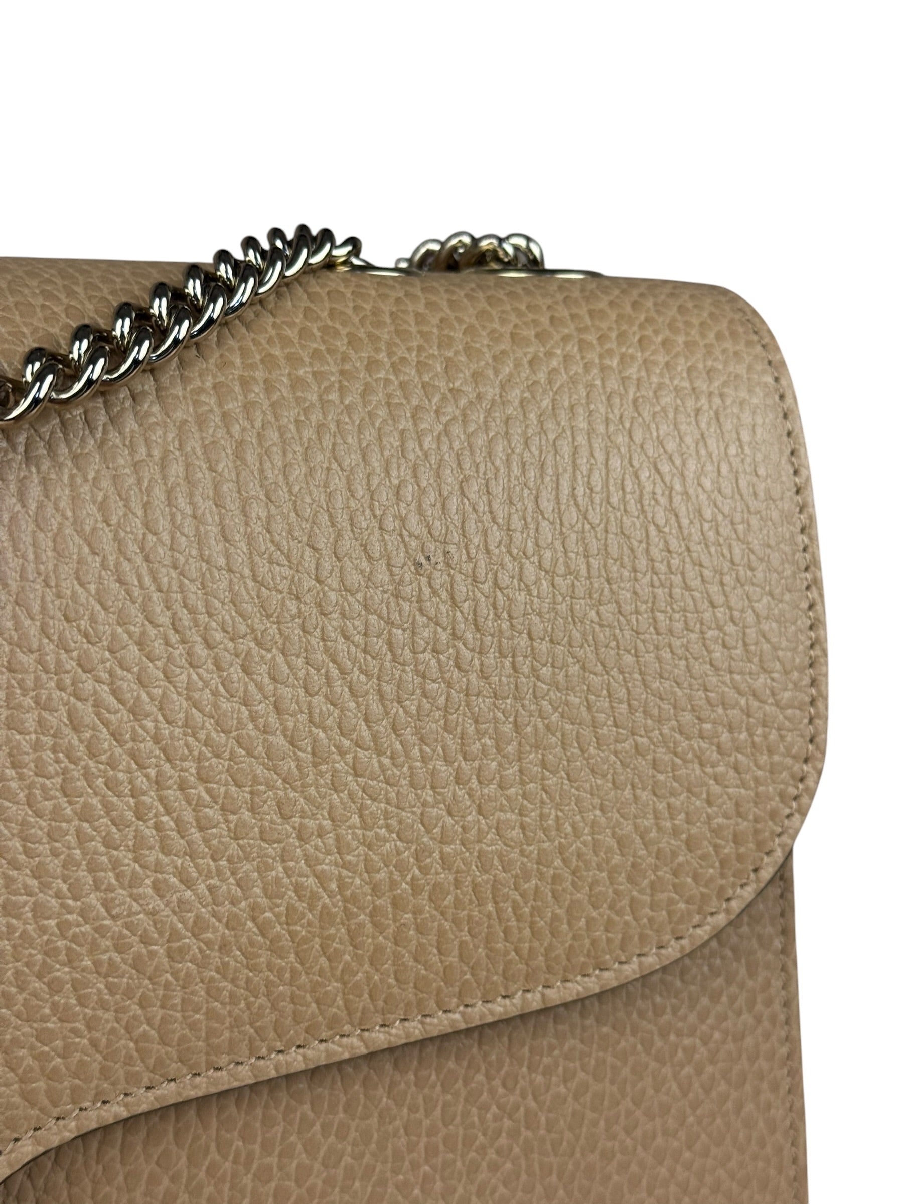 Gucci Beige Leather Medium GG Dollar Chain Shoulder Bag