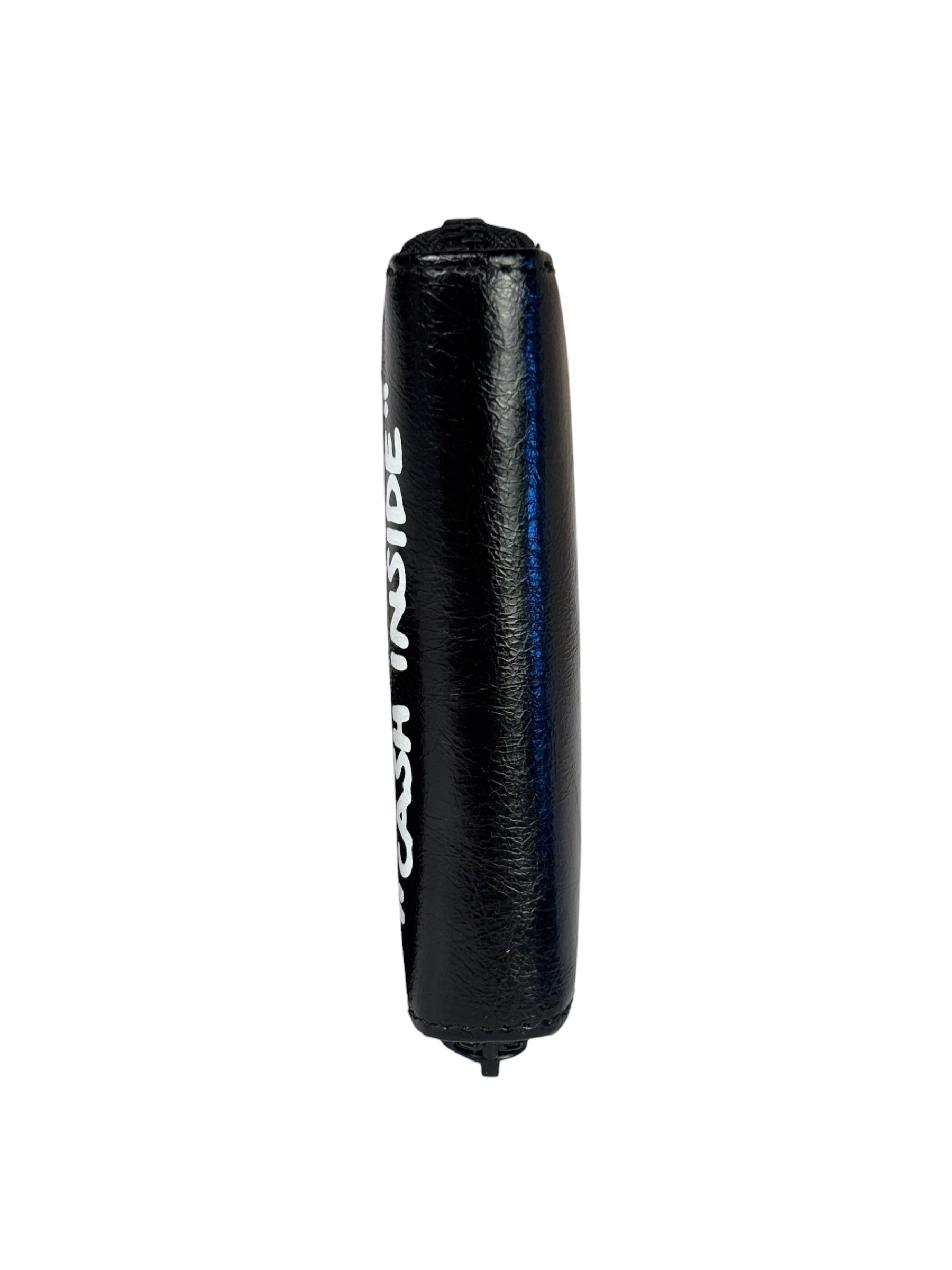 Off-White Black Leather Jitney Cash Inside Zip Wallet