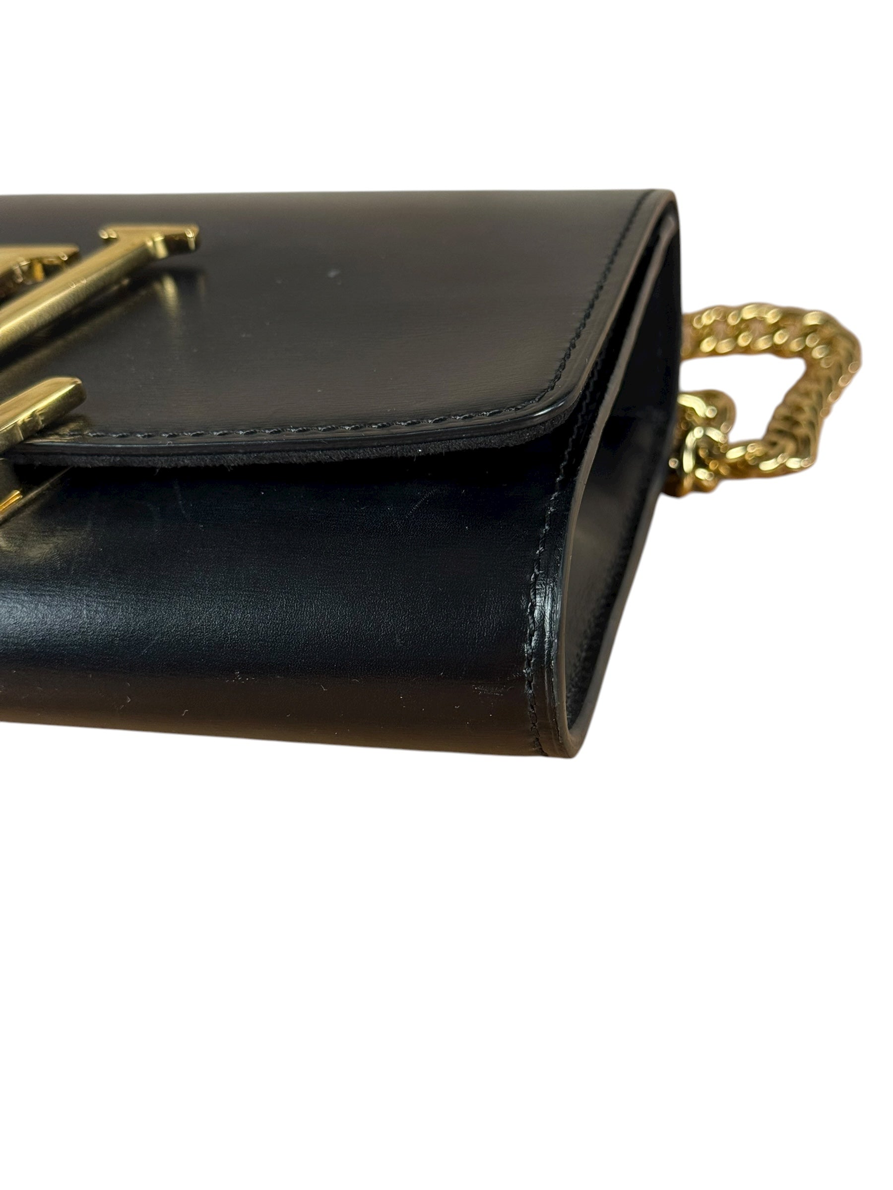 Louis Vuitton Black Leather Louis Chain Pochette