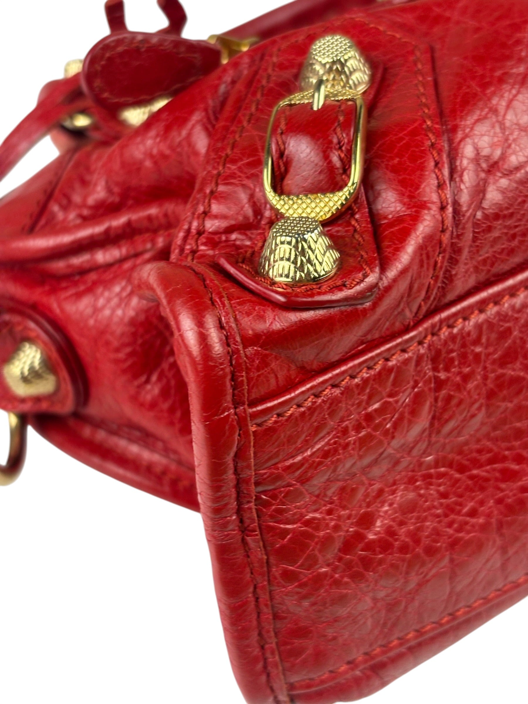 Balenciaga Red Calfskin Mini Le City Bag