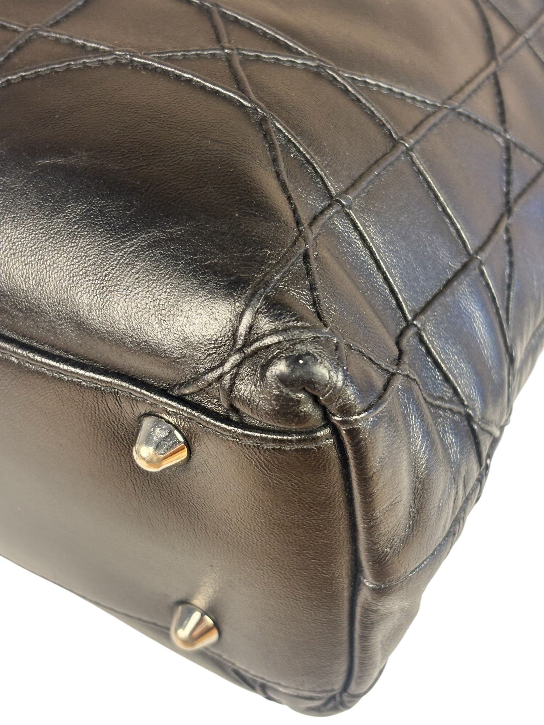 Christian Dior Black Leather Cannage Granville Chain Tote