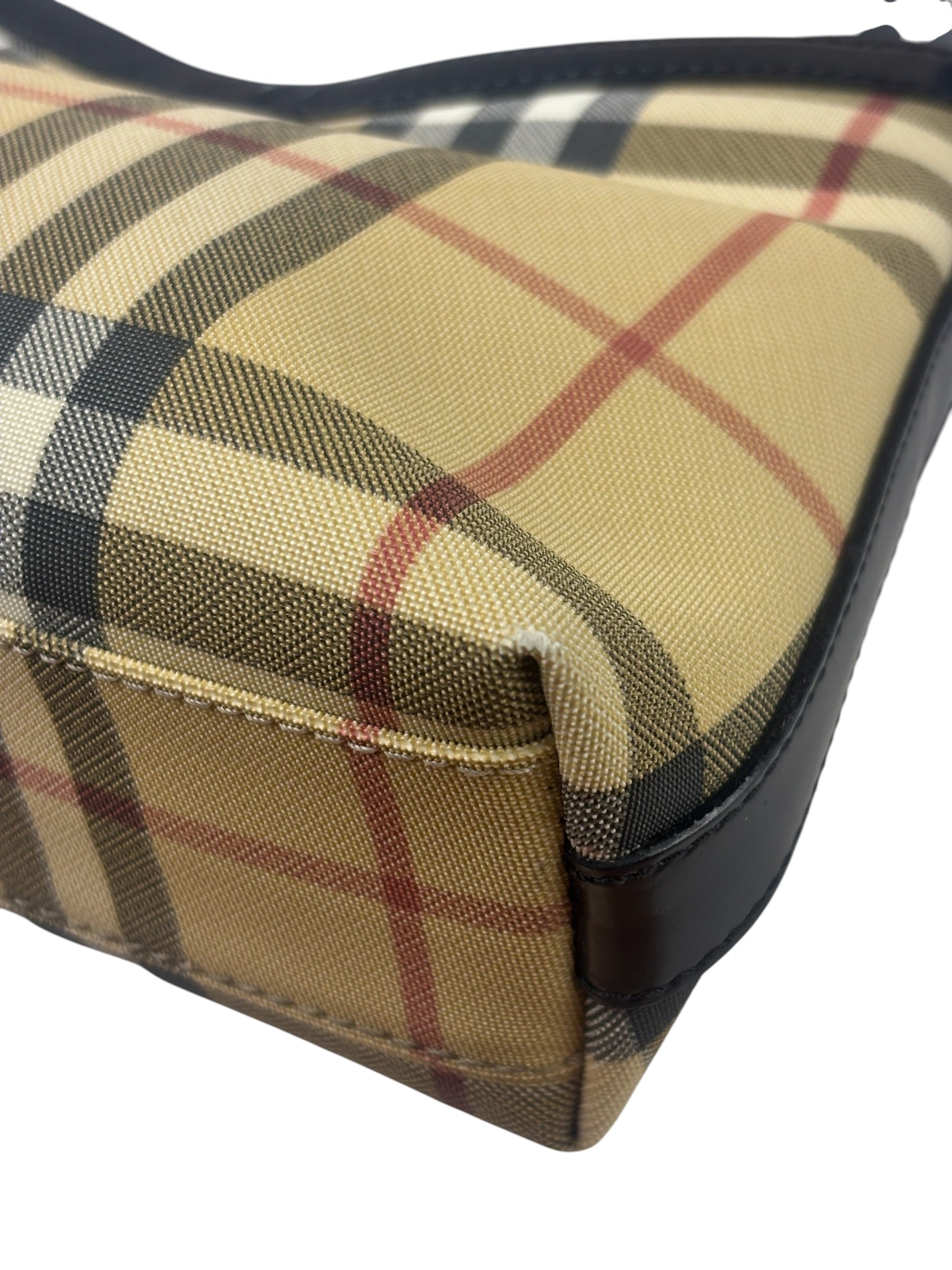 Burberry Black Leather Trim House Check Pochette